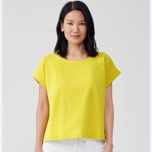 Eleen Fisher Organic Linen Top Blouse Shirt Size M Yellow